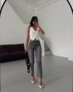 Farmerice mom kroja Kika - sive - Slika 2