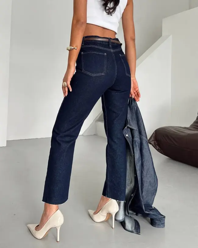 Farmerice mom kroja Kika - tamni teksas - Slika 3