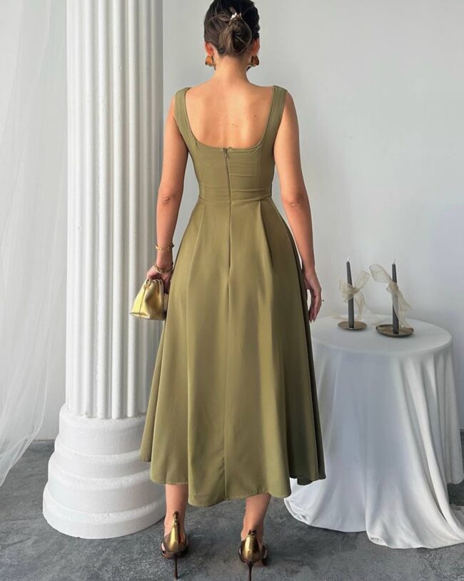 Midi haljina Ayvel - maslinasta - Slika 5