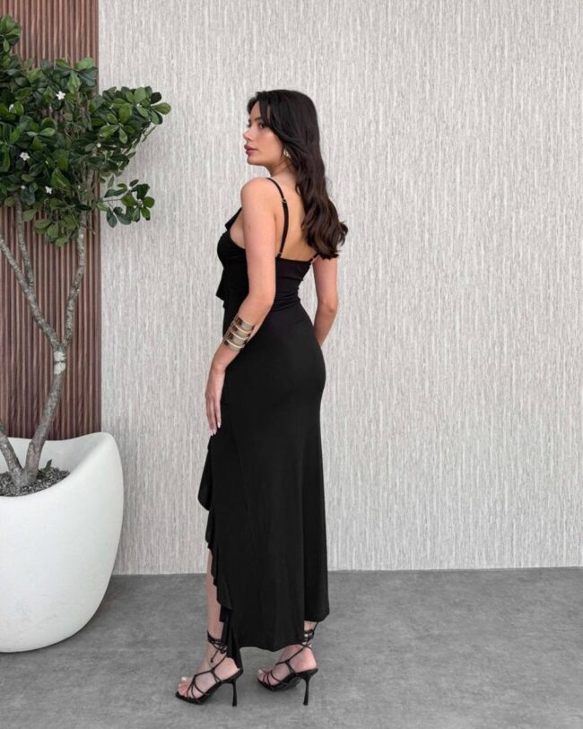 Midi haljina Longan - crna - Slika 3