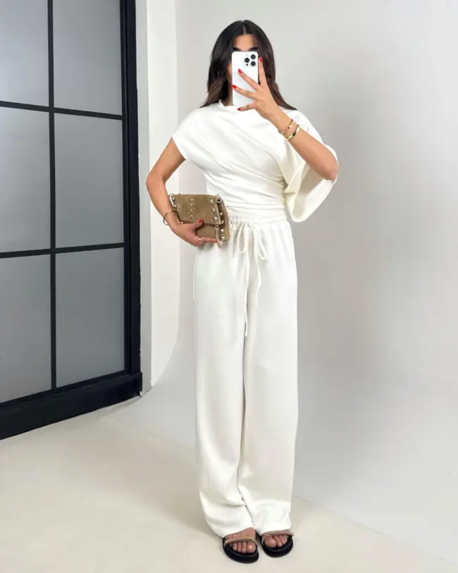 Dvodjelni set Mochi - cream bijeli - Slika 2