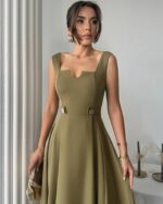 Midi haljina Ayvel - maslinasta - Slika 3