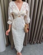 Midi haljina Goldie - cream - Slika 4