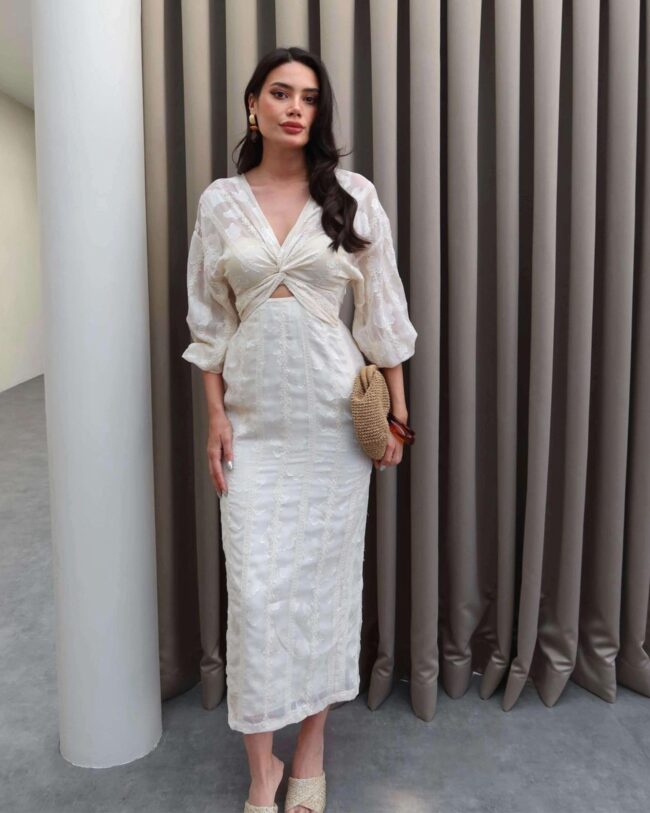 Midi haljina Goldie - cream - Slika 5