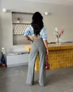 Palazzo hlače Yolanda - sive - Slika 4