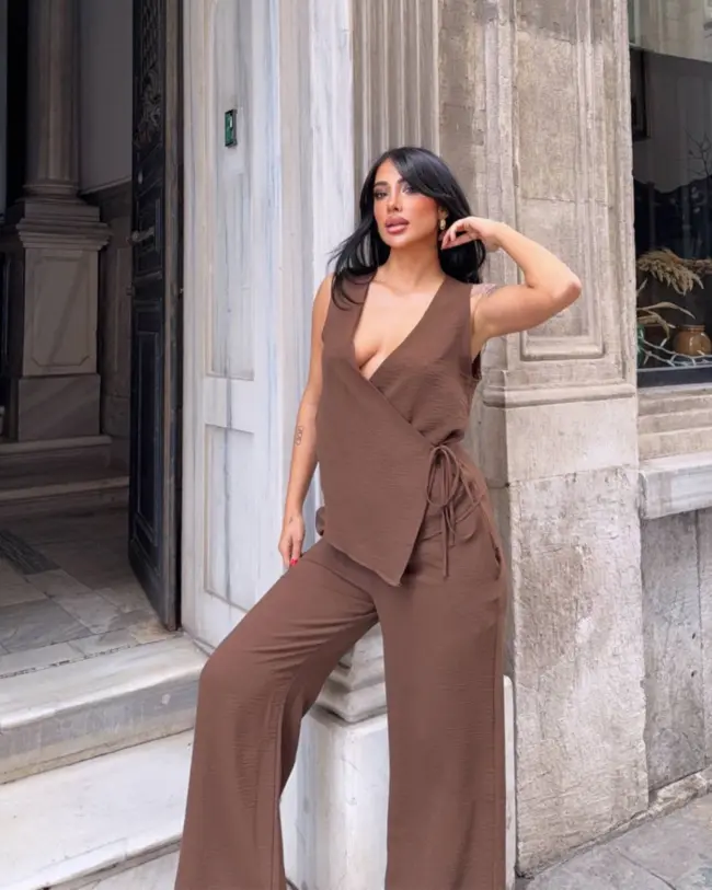 Dvodjelni set Rania - smeđi - Slika 2