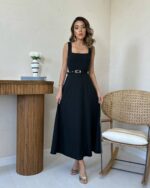 Midi haljina Tina - crna - Slika 2