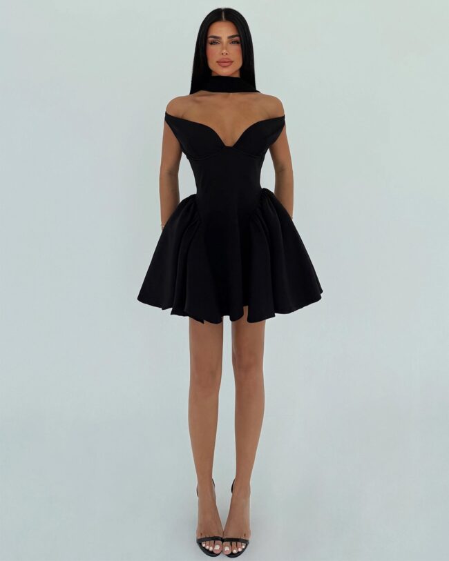 Mini haljina Melrose - crna - Slika 5