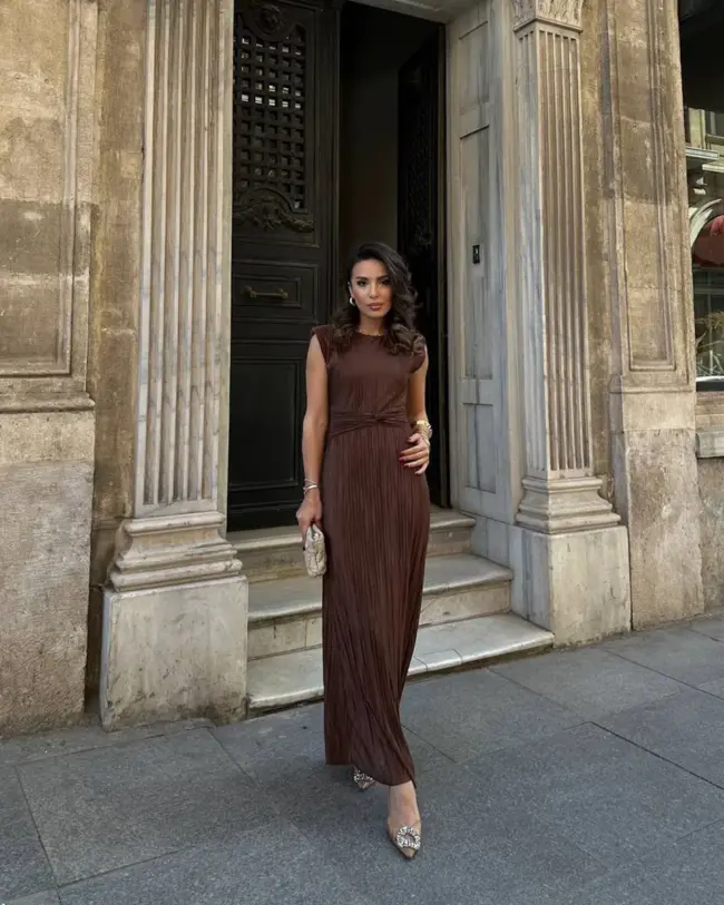 Maxi haljina Rochelle - smeđa - Slika 2