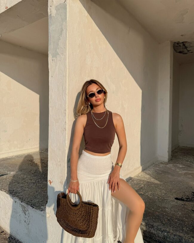 Maxi suknja Bahar - bijela - Slika 4