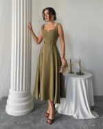 Midi haljina Ayvel - maslinasta - Slika 2