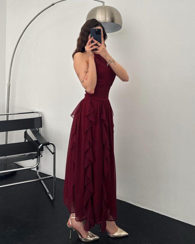 Midi haljina Freesia  - bordo - Slika 2