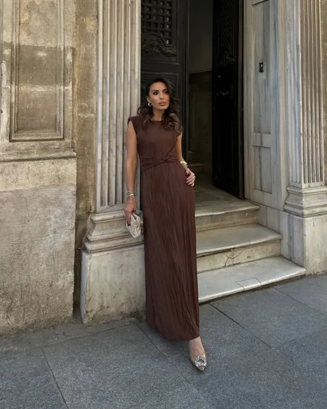 Maxi haljina Rochelle - smeđa - Slika 4