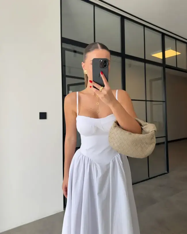 Midi haljina Brionna - bijela - Slika 3