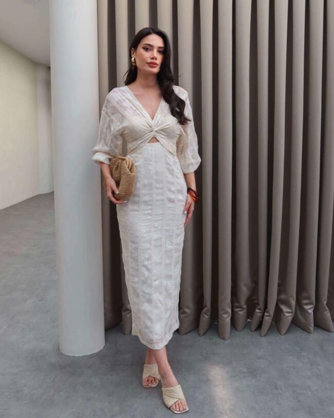 Midi haljina Goldie - cream - Slika 2