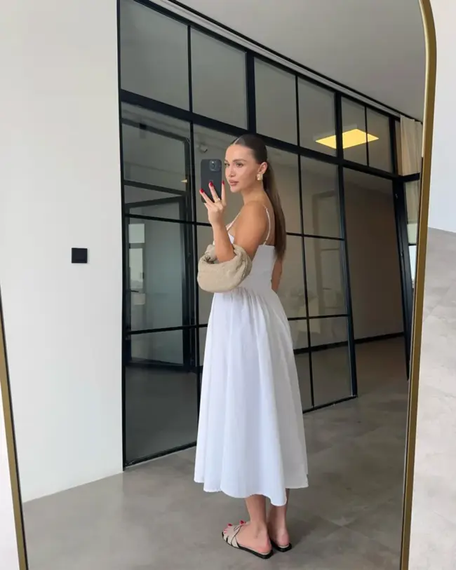 Midi haljina Brionna - bijela - Slika 4