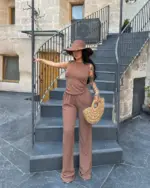 Dvodjelni set Phoebe - smeđi - Slika 3