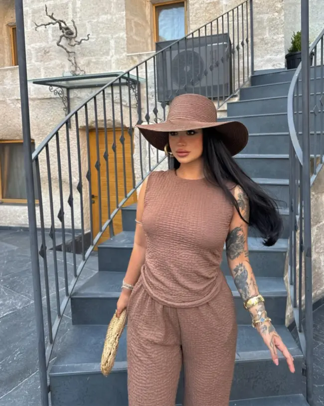 Dvodjelni set Phoebe - smeđi - Slika 4