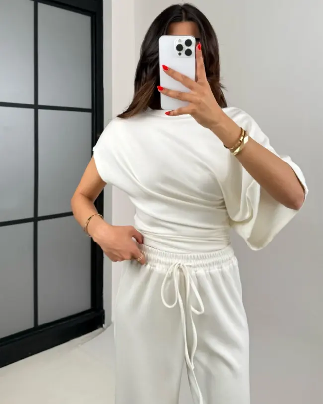 Dvodjelni set Mochi - cream bijeli - Slika 4