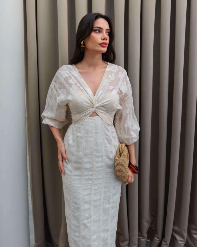 Midi haljina Goldie - cream - Slika 3