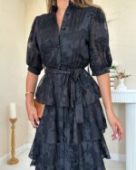 Midi haljina Georgette - crna - Slika 4