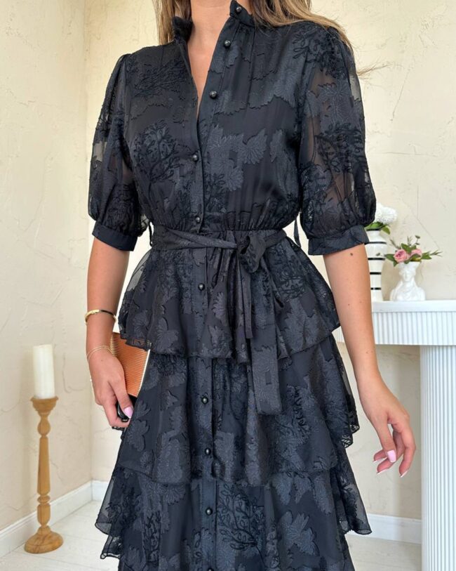 Midi haljina Georgette - crna - Slika 4