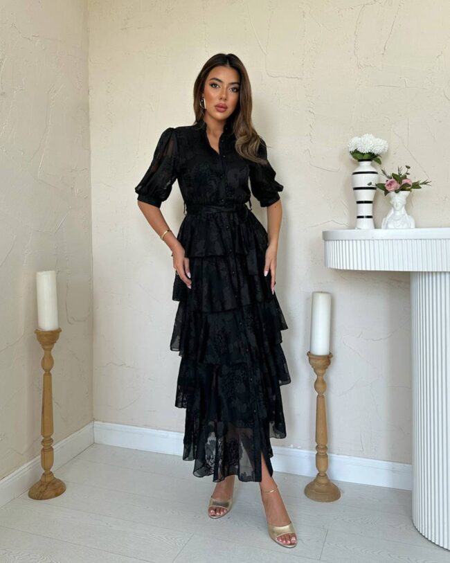 Midi haljina Georgette - crna - Slika 5