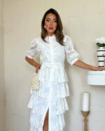 Midi haljina Georgette - bijela - Slika 3