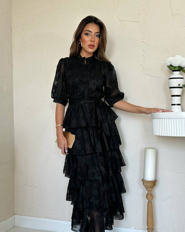 Midi haljina Georgette - crna - Slika 6