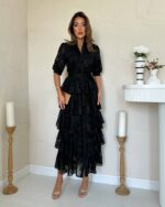 Midi haljina Georgette - crna - Slika 3