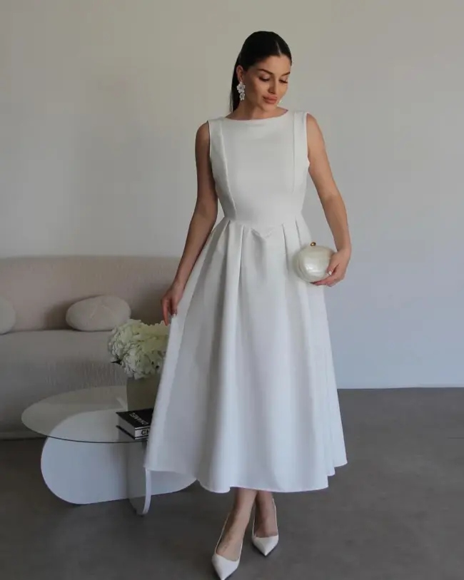 Midi haljina Kalia - bijela - Slika 4