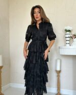 Midi haljina Georgette - crna - Slika 7