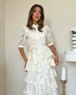 Midi haljina Georgette - cream - Slika 2