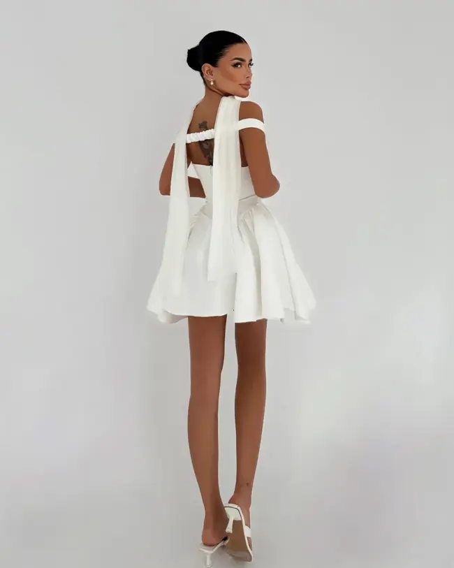 Mini haljina Melrose - bijela - Slika 3